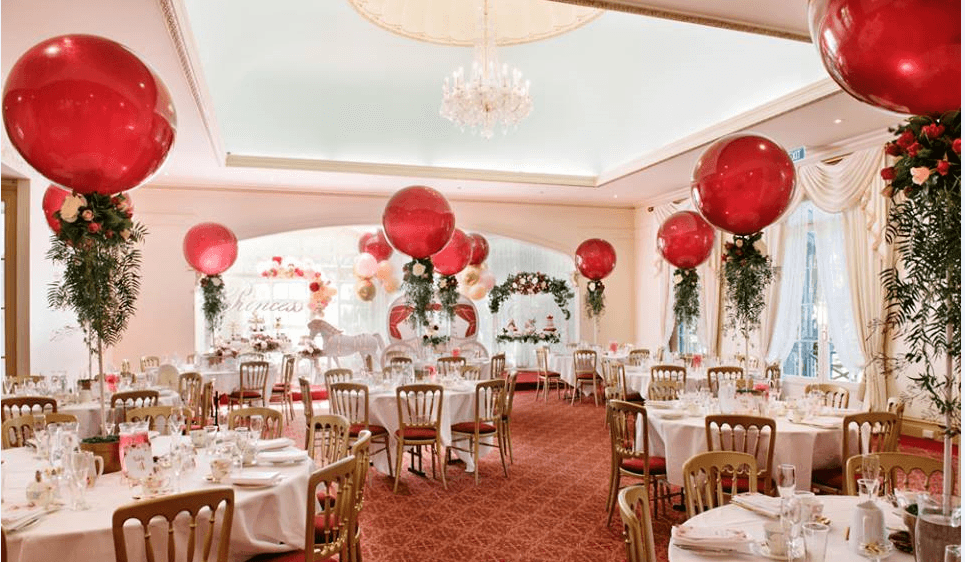 High Tea setup with large balloon centres