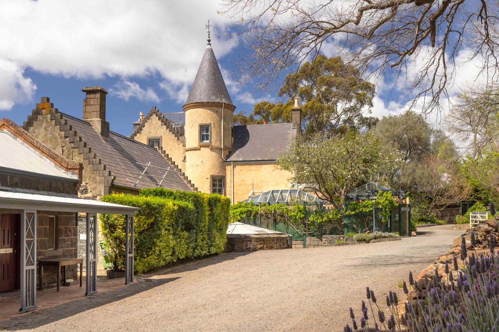 Castle turret and lavender garden