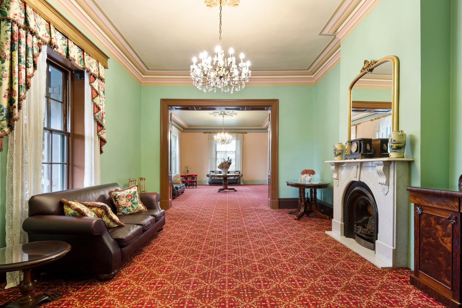 Drawing room with marble fireplace